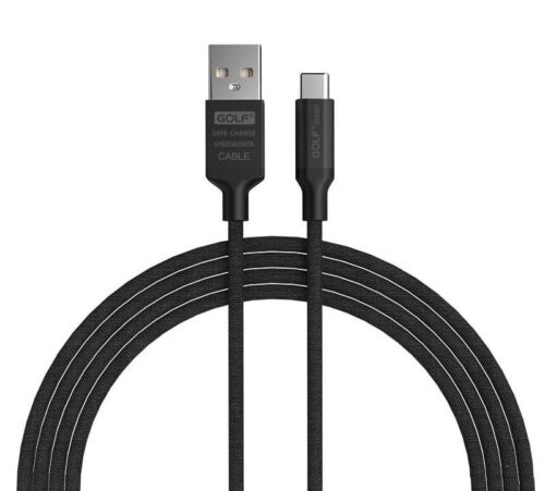 GOLF Braided USB 2.0 Cable USB-C male - USB-A male Μαύρο 1m (GC-52T-BK)