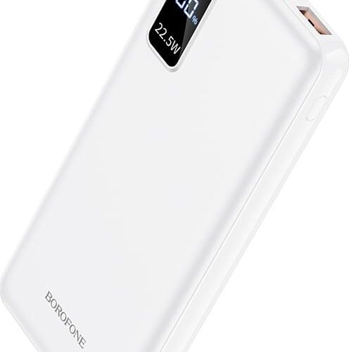 Borofone BJ15 Wiseacre Power Bank 10000mAh 22.5W με 2 Θύρες USB-A και Θύρα USB-C Power Delivery Λευκό