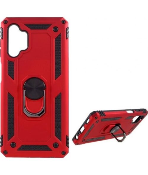 Samsung Galaxy A13 4G Hybrid Shockproof Armor Case 360 Degree Metal Rotating Ring Car Mount Holder Red (oem) 1